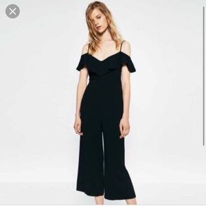 Zara Black Wide Leg Off Shoulder Jumpsuit
